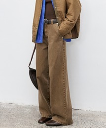 【tageechita】ベーシックナローストレートブラウンデニムパンツ