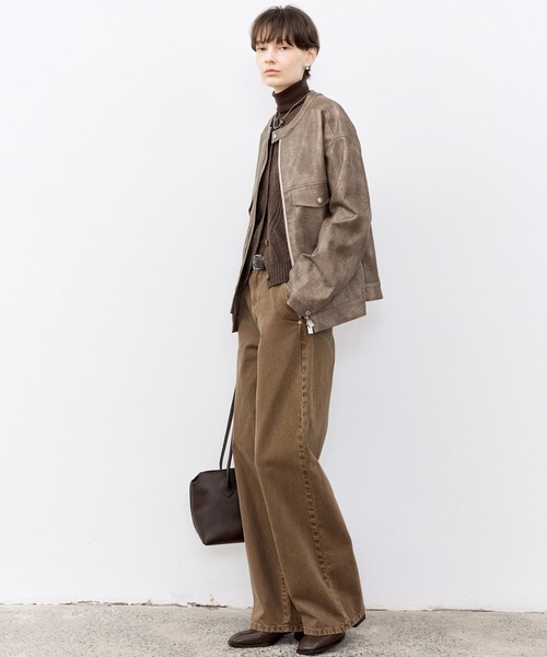 tageechita（タジチタ）の「【tageechita】ベーシックナローストレートブラウンデニムパンツ（デニムパンツ・レディース・ブラウン・XS/S/M/L）」の15枚目の写真