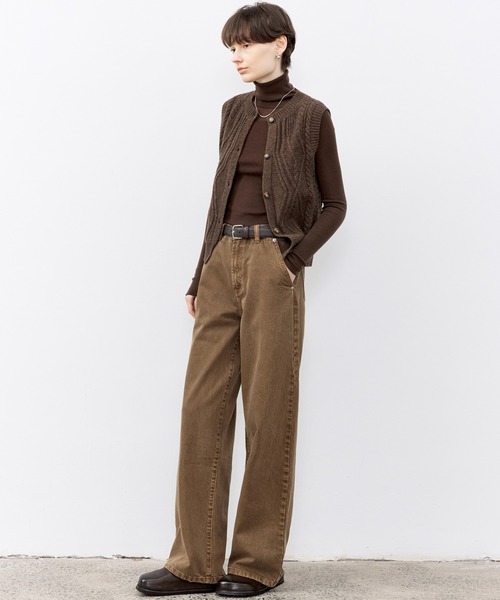 tageechita（タジチタ）の「【tageechita】ベーシックナローストレートブラウンデニムパンツ（デニムパンツ・レディース・ブラウン・XS/S/M/L）」の17枚目の写真