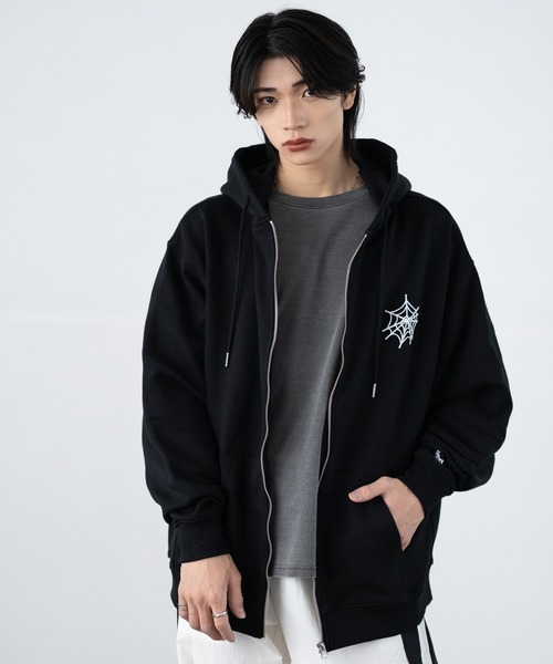 SIDEWAY STANCE（サイドウェイスタンス）の「【SIDEWAY STANCE】厚盛プリント スウェット ジップアップパーカー（パーカー・メンズ・ブラック/ライトグレー/ライトグレー系/ブラック系・SMALL/MEDIUM/LARGE/X-LARGE）」の5枚目の写真