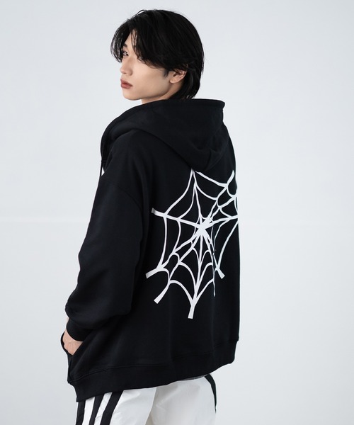 SIDEWAY STANCE（サイドウェイスタンス）の「【SIDEWAY STANCE】厚盛プリント スウェット ジップアップパーカー（パーカー・メンズ・ブラック/ライトグレー/ライトグレー系/ブラック系・SMALL/MEDIUM/LARGE/X-LARGE）」の6枚目の写真
