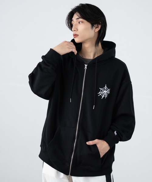 SIDEWAY STANCE（サイドウェイスタンス）の「【SIDEWAY STANCE】厚盛プリント スウェット ジップアップパーカー（パーカー・メンズ・ブラック/ライトグレー/ライトグレー系/ブラック系・SMALL/MEDIUM/LARGE/X-LARGE）」の7枚目の写真