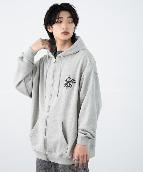 SIDEWAY STANCE（サイドウェイスタンス）の「【SIDEWAY STANCE】厚盛プリント スウェット ジップアップパーカー（パーカー・メンズ・ブラック/ライトグレー/ライトグレー系/ブラック系・SMALL/MEDIUM/LARGE/X-LARGE）」の10枚目の写真