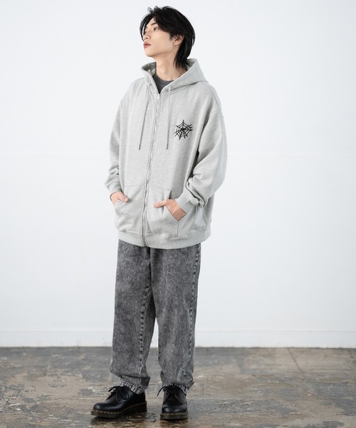 SIDEWAY STANCE（サイドウェイスタンス）の「【SIDEWAY STANCE】厚盛プリント スウェット ジップアップパーカー（パーカー・メンズ・ブラック/ライトグレー/ライトグレー系/ブラック系・SMALL/MEDIUM/LARGE/X-LARGE）」の12枚目の写真