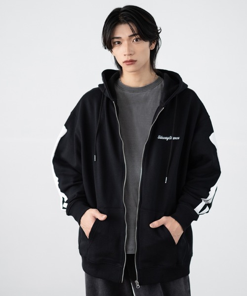 SIDEWAY STANCE（サイドウェイスタンス）の「【SIDEWAY STANCE】厚盛プリント スウェット ジップアップパーカー（パーカー・メンズ・ブラック/ライトグレー/ライトグレー系/ブラック系・SMALL/MEDIUM/LARGE/X-LARGE）」の16枚目の写真