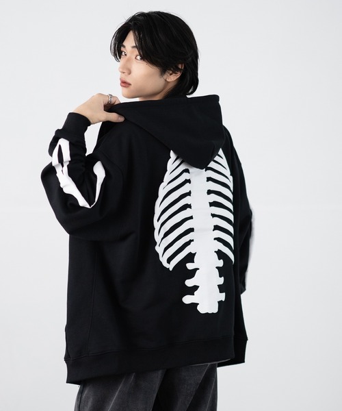 SIDEWAY STANCE（サイドウェイスタンス）の「【SIDEWAY STANCE】厚盛プリント スウェット ジップアップパーカー（パーカー・メンズ・ブラック/ライトグレー/ライトグレー系/ブラック系・SMALL/MEDIUM/LARGE/X-LARGE）」の17枚目の写真