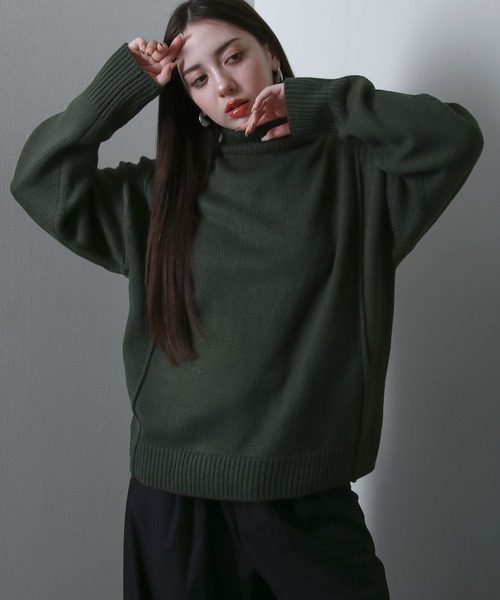 NILWAY(ニルウェイ)の「ライン オーバー ハイネック ニット(ニット/セーター・メンズ・チャコール/ブラウン/グリーン/アイボリー/ブラック・MEDIUM/LARGE)」の5枚目の写真