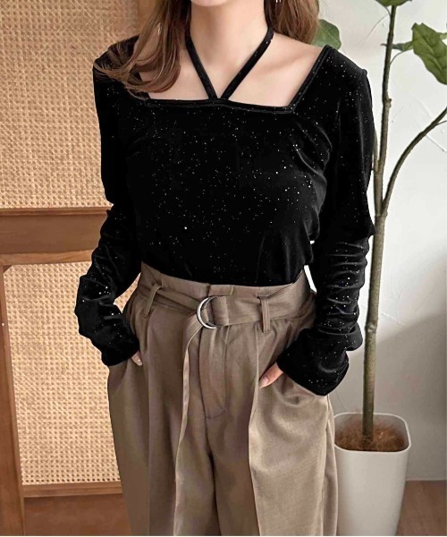 apres jour clair（アプレジュールクレア）の「【apres jour clair】ベロア変形TOPS【ZOZOTOWN限定アイテム】（Tシャツ/カットソー・レディース・ベージュ/ダークブラウン/アイボリー/ブラック・フリー/X-LARGE）」の13枚目の写真