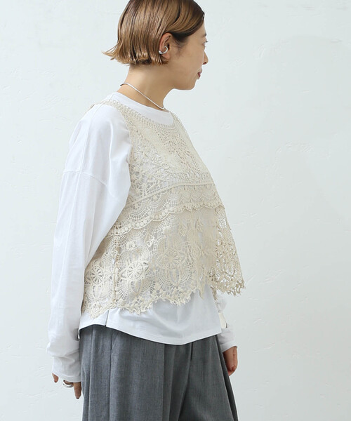 journal standard luxe MIXノースリーブブラウス ホワイト