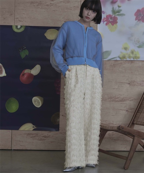 miette（ミエット）の「フリンジツイードワイドパンツ（その他パンツ・レディース・オフホワイト/ブラック・FREE）」の7枚目の写真