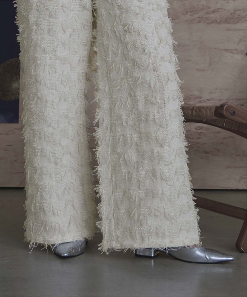 miette（ミエット）の「フリンジツイードワイドパンツ（その他パンツ・レディース・オフホワイト/ブラック・FREE）」の3枚目の写真