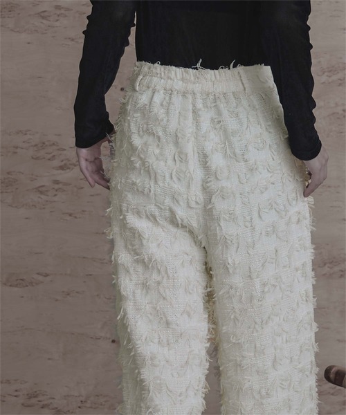 miette（ミエット）の「フリンジツイードワイドパンツ（その他パンツ・レディース・オフホワイト/ブラック・FREE）」の4枚目の写真