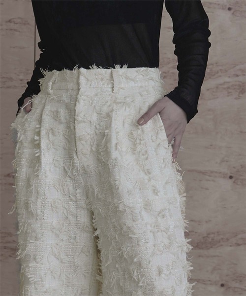 miette（ミエット）の「フリンジツイードワイドパンツ（その他パンツ・レディース・オフホワイト/ブラック・FREE）」の5枚目の写真