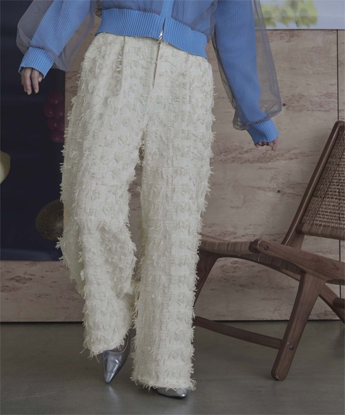 miette（ミエット）の「フリンジツイードワイドパンツ（その他パンツ・レディース・オフホワイト/ブラック・FREE）」の8枚目の写真