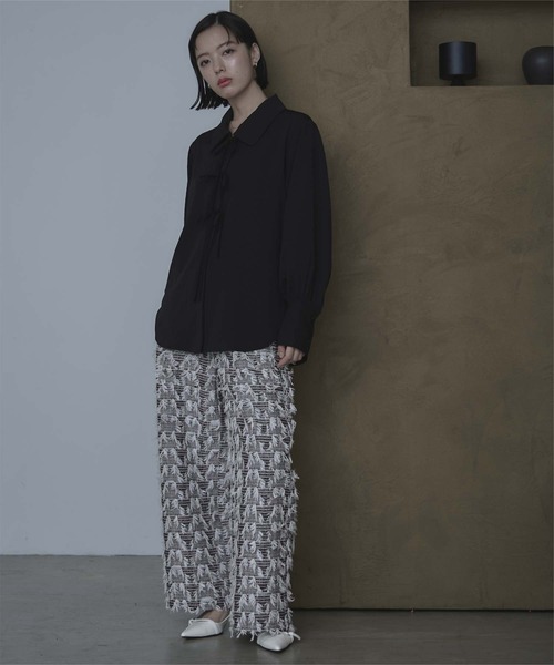 miette（ミエット）の「フリンジツイードワイドパンツ（その他パンツ・レディース・オフホワイト/ブラック・FREE）」の17枚目の写真