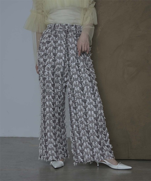 miette（ミエット）の「フリンジツイードワイドパンツ（その他パンツ・レディース・オフホワイト/ブラック・FREE）」の11枚目の写真