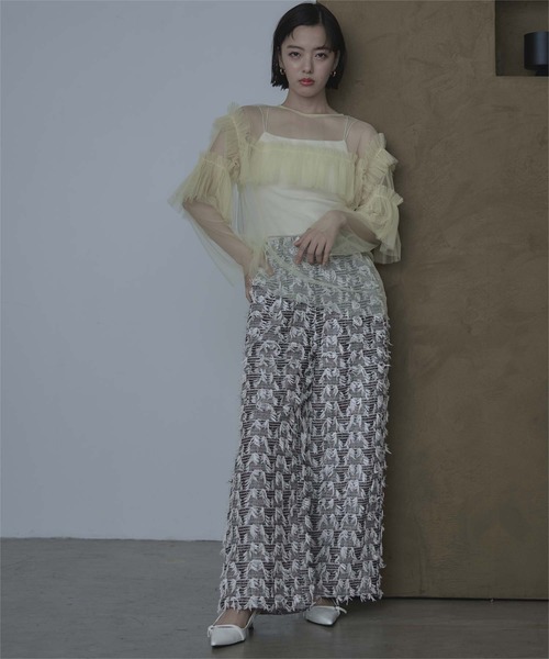 miette（ミエット）の「フリンジツイードワイドパンツ（その他パンツ・レディース・オフホワイト/ブラック・FREE）」の13枚目の写真