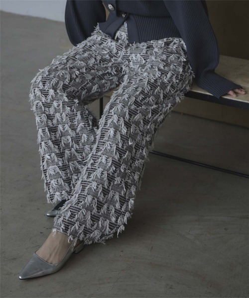 miette（ミエット）の「フリンジツイードワイドパンツ（その他パンツ・レディース・オフホワイト/ブラック・FREE）」の14枚目の写真