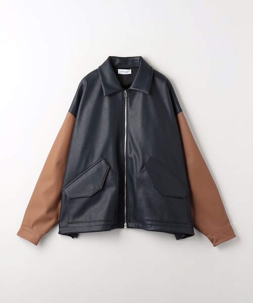 MAGIC STICK（マジックスティック）の「＜MAGIC STICK＞ レザータッチ CWU-36P ジャケット（ブルゾン・メンズ・ネイビー/ブラック・M/L）」の2枚目の写真