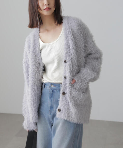FREE'S MART（フリーズマート）の「◆シャギーカーディガン（カーディガン/ボレロ・レディース・ホワイト/ピンク/グレー/ブラウン系その他・FREE）」の3枚目の写真