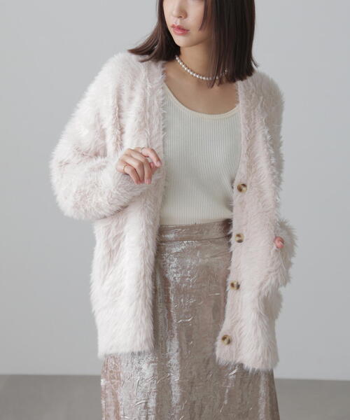 FREE'S MART（フリーズマート）の「◆シャギーカーディガン（カーディガン/ボレロ・レディース・ホワイト/ピンク/グレー/ブラウン系その他・FREE）」の2枚目の写真