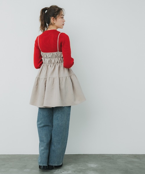 coca（coca）（コカ）の「フロッキードット柄 ハリ感キャミチュニック（キャミソール・レディース・ベージュ/ブラック・L/M）」の18枚目の写真