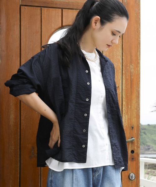 レディース　Brocante　ブロカント　DOMINGO ドミンゴ　80sリップル エールシャツ オープンカラーシャツ　シャツブラウス　36-0317Z Brocante / ブロカント] 80sリップル エールシャツ | Domingo