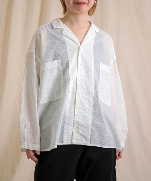 レディース　Brocante　ブロカント　DOMINGO ドミンゴ　80sリップル エールシャツ オープンカラーシャツ　シャツブラウス　36-0317Z Brocante / ブロカント] 80sリップル エールシャツ | Domingo