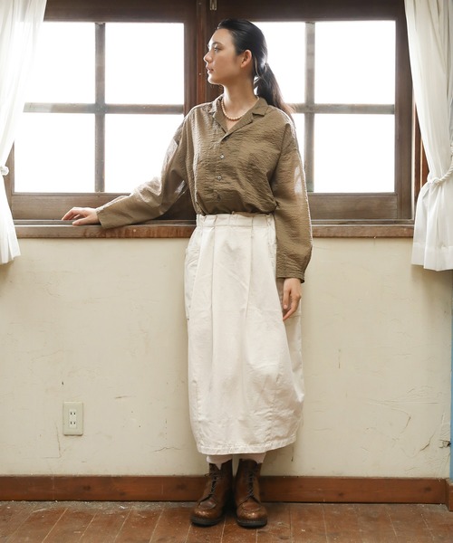 レディース　Brocante　ブロカント　DOMINGO ドミンゴ　80sリップル エールシャツ オープンカラーシャツ　シャツブラウス　36-0317Z Brocante / ブロカント] 80sリップル エールシャツ | Domingo