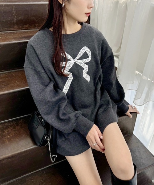 one after another NICE CLAUP(ワンアフターアナザーナイスクラップ)の「ねこちゃんアソートスウェット(スウェット・レディース・ホワイト系その他2/チャコールグレー/サックスブルー/ホワイト系その他・FREE)」の4枚目の写真