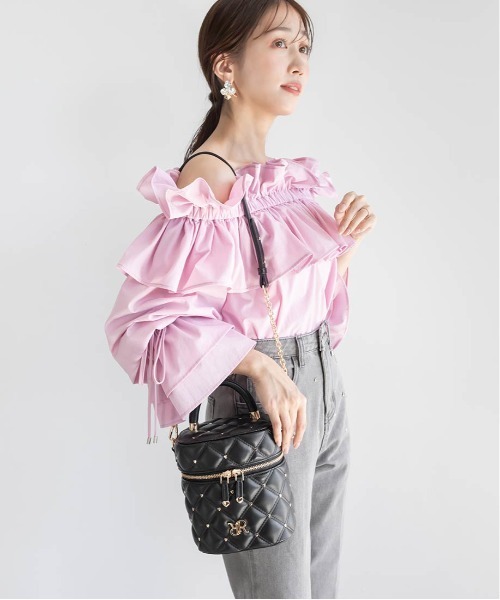 Heart Collection】ハートスタッズ2WAYキルティングバニティバッグ