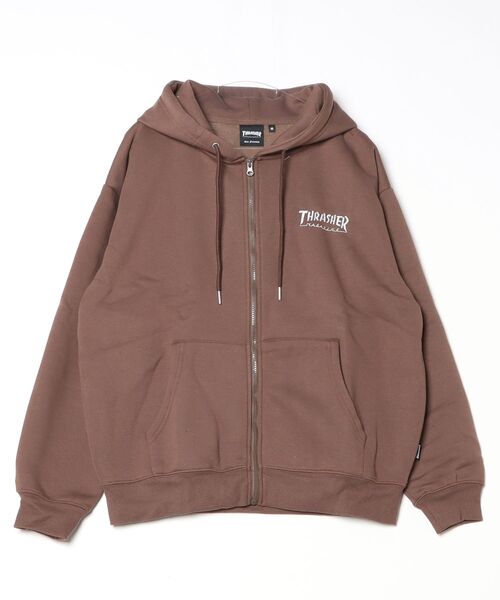 THRASHER(スラッシャー)の「『THRASHER/スラッシャー』裏起毛/FULL ZIP HOODIE長袖 パーカー (パーカー・レディース・アッシュグレー/ブラック/アイボリー/ブラウン・L/M)」の4枚目の写真