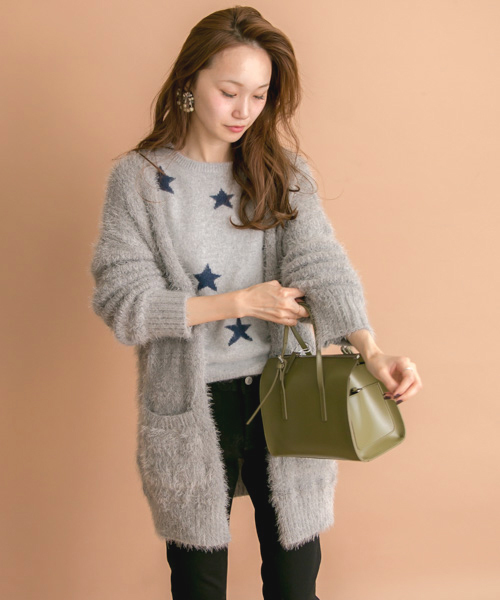 URBAN RESEARCH（アーバンリサーチ）の「UR フェザーヤーンカーディガン（カーディガン/ボレロ・レディース・ベージュ/グレー/ダークグリーン・FREE）」の4枚目の写真