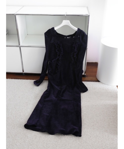 【即完売】belted velour frill onepiece オケージョン Exclusive Line】belted velour frill onepiece | Katrin TOKYO