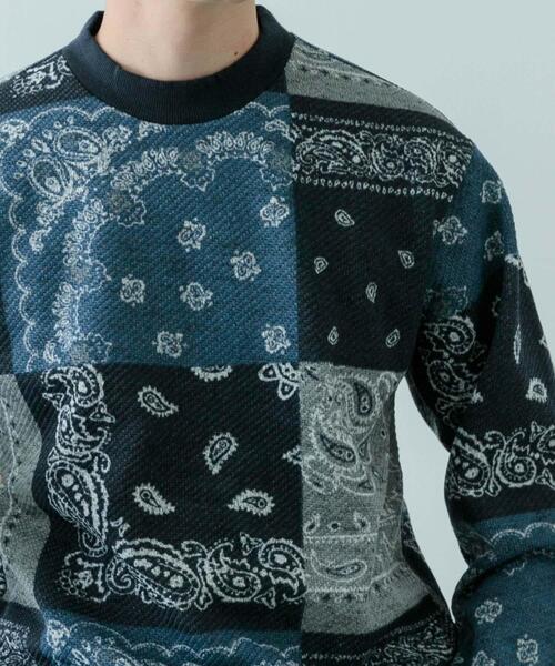 ITEMS URBANRESEARCH(アイテムズ アーバンリサーチ)の「ニットフリース 総柄スウェット トップス(スウェット・メンズ・その他1/その他2/チェック・MEDIUM/LARGE)」の1枚目の写真