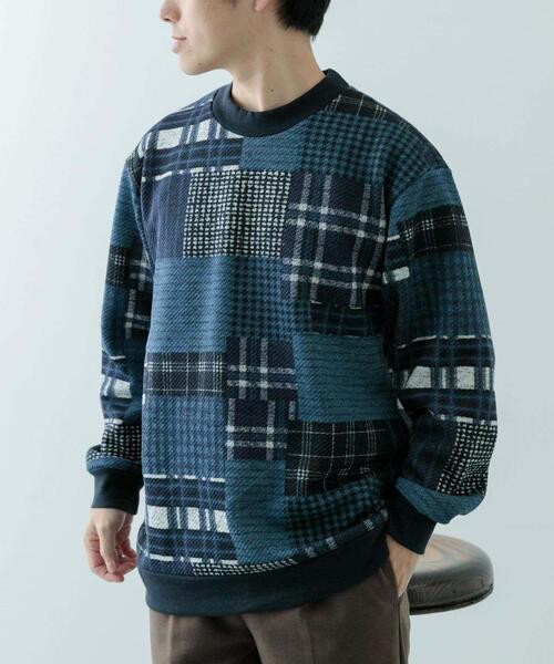 ITEMS URBANRESEARCH(アイテムズ アーバンリサーチ)の「ニットフリース 総柄スウェット トップス(スウェット・メンズ・その他1/その他2/チェック・MEDIUM/LARGE)」の3枚目の写真