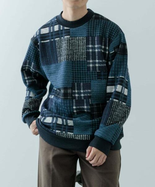 ITEMS URBANRESEARCH(アイテムズ アーバンリサーチ)の「ニットフリース 総柄スウェット トップス(スウェット・メンズ・その他1/その他2/チェック・MEDIUM/LARGE)」の6枚目の写真