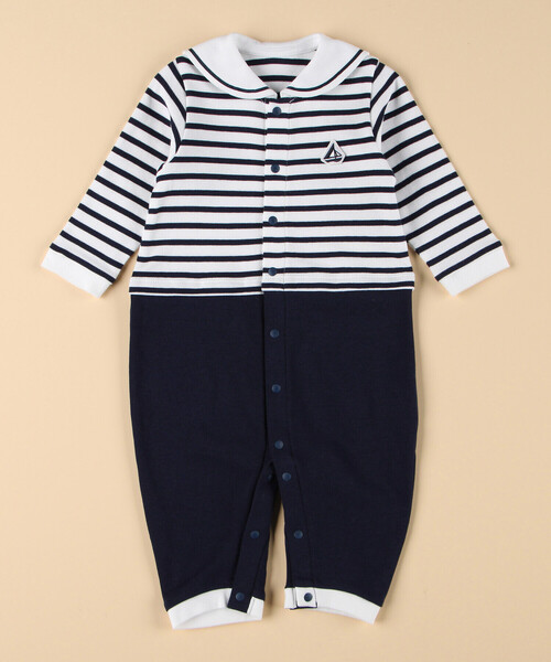 COMME CA ISM（コムサイズム）の「セーラーカラー 長袖ツーウェイオールオール（その他ベビー用品・キッズ・ホワイト×ネイビー/ホワイト系その他・60-80cm）」の2枚目の写真