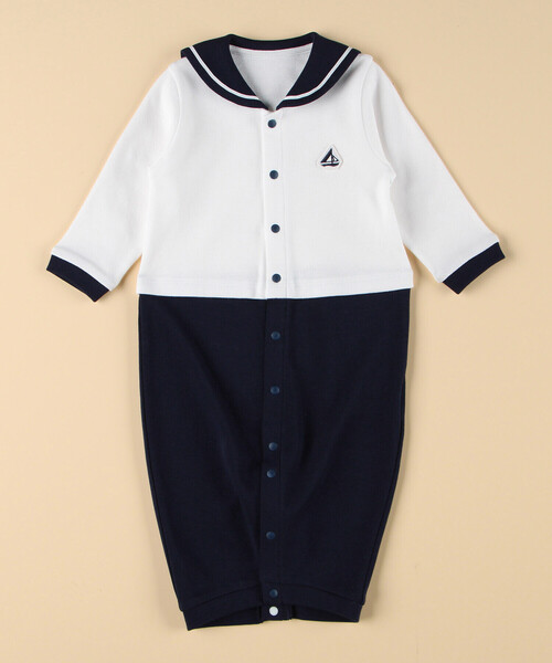 COMME CA ISM（コムサイズム）の「セーラーカラー 長袖ツーウェイオールオール（その他ベビー用品・キッズ・ホワイト×ネイビー/ホワイト系その他・60-80cm）」の4枚目の写真