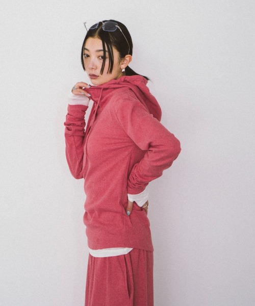 HANNE（アン）の「フーディーリブロンTEE（Tシャツ/カットソー・レディース・グレー/レッド・FREE）」の16枚目の写真