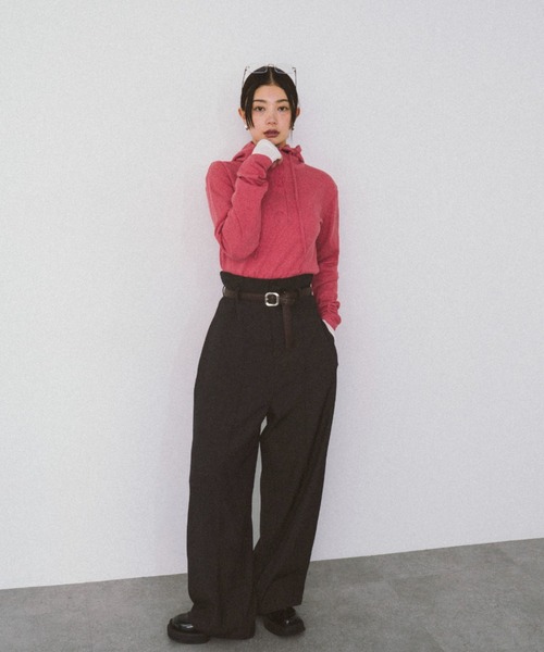 HANNE（アン）の「フーディーリブロンTEE（Tシャツ/カットソー・レディース・グレー/レッド・FREE）」の19枚目の写真