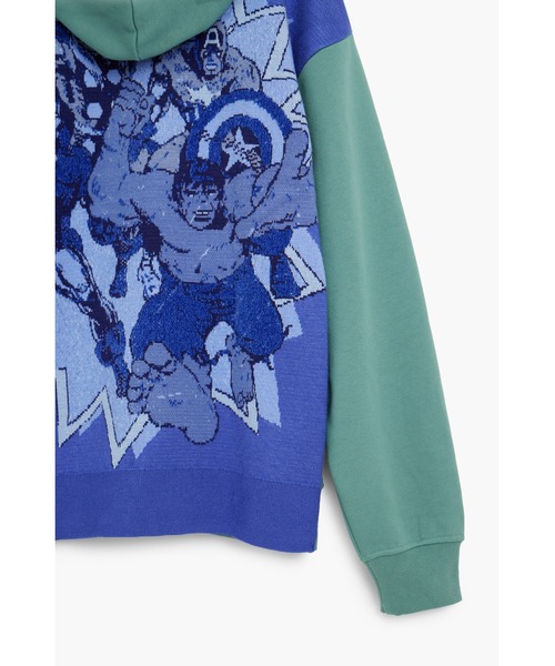 Desigual（デシグアル）の「HULK グラフィック ZIP パーカー / カラーブロッキング（スウェット・メンズ・グリーン・L/M/S/XL）」の6枚目の写真