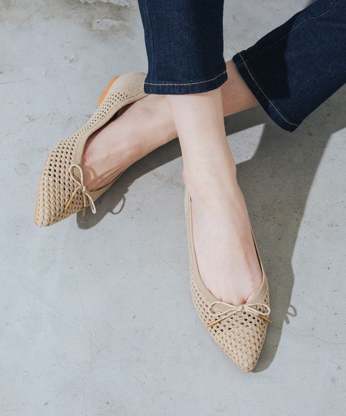 EVOL（イーボル）の「【軽量・クッション入り】ニットポインテッドバレエ IY5589（バレエシューズ・レディース・ブラック/ゴールド/シルバー/モカ・22.5cm/22.0cm/23.5cm/23.0cm/25.0cm/24.5cm/24.0cm）」の4枚目の写真