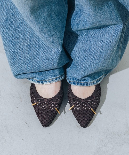 EVOL（イーボル）の「【軽量・クッション入り】ニットポインテッドバレエ IY5589（バレエシューズ・レディース・ブラック/ゴールド/シルバー/モカ・22.5cm/22.0cm/23.5cm/23.0cm/25.0cm/24.5cm/24.0cm）」の3枚目の写真