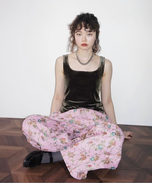 musubore(ムスボレ)の「ruffle wide PT / ラッフルワイドパンツ(スラックス・レディース・ブラック/ピンク・1/0)」の4枚目の写真