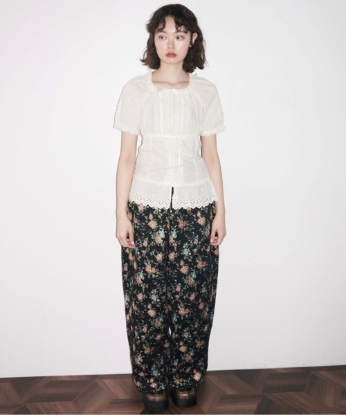 musubore(ムスボレ)の「ruffle wide PT / ラッフルワイドパンツ(スラックス・レディース・ブラック/ピンク・1/0)」の15枚目の写真