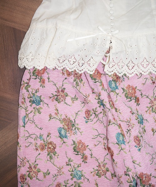 musubore(ムスボレ)の「ruffle wide PT / ラッフルワイドパンツ(スラックス・レディース・ブラック/ピンク・1/0)」の7枚目の写真