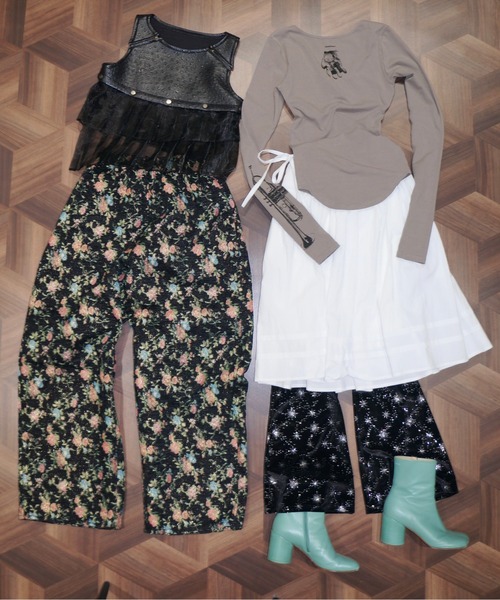 musubore(ムスボレ)の「ruffle wide PT / ラッフルワイドパンツ(スラックス・レディース・ブラック/ピンク・1/0)」の18枚目の写真