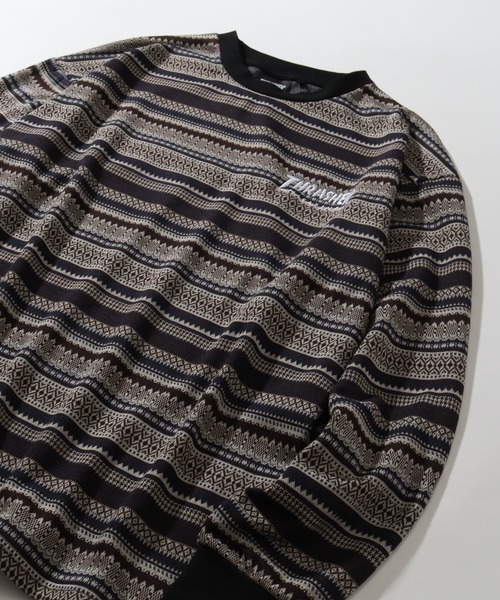 THRASHER(スラッシャー)の「【THRASHER/スラッシャー】ジャガードボーダー ロングスリーブTシャツ(Tシャツ/カットソー・メンズ・ブラウン系その他/ブルー系その他・XL/M/L)」の5枚目の写真
