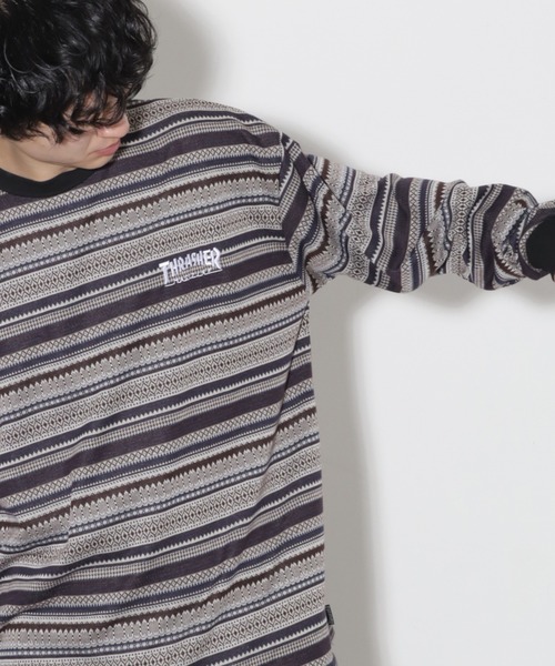 THRASHER(スラッシャー)の「【THRASHER/スラッシャー】ジャガードボーダー ロングスリーブTシャツ(Tシャツ/カットソー・メンズ・ブラウン系その他/ブルー系その他・XL/M/L)」の15枚目の写真